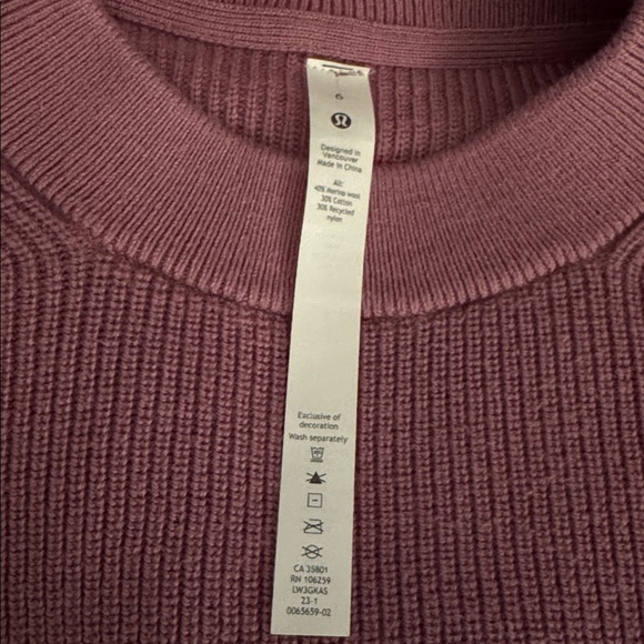 LULULEMON Merino Wool Blend Ribbed Crew Neck Sweater Dusty Pink Size 6 Oversized - Picture 8 of 10